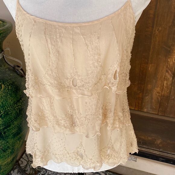 H&M embellished spaghetti strap layered top size s - Picture 1 of 8